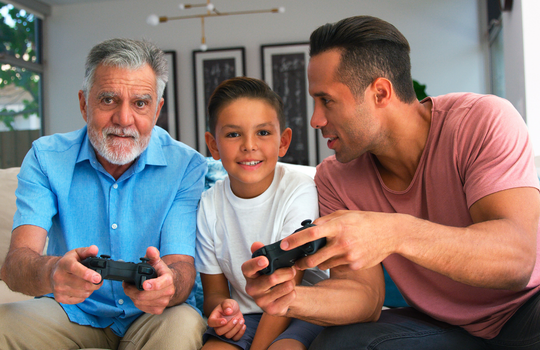 Multi-generation family playing games