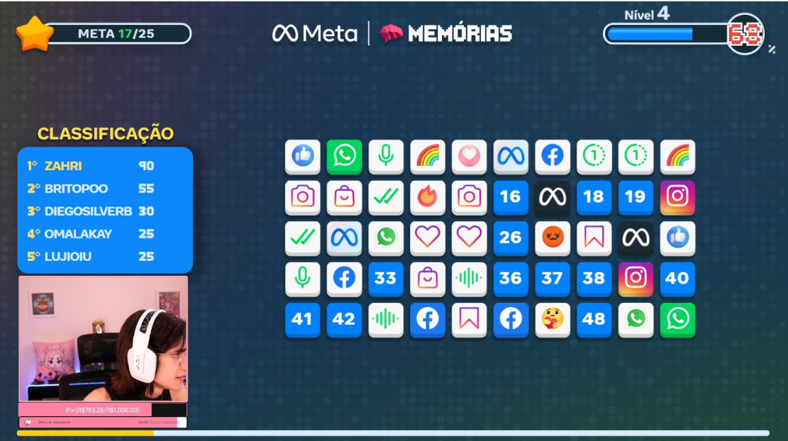 Zahri live-streaming the Meta game ad 